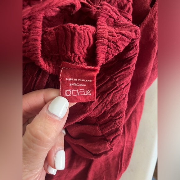 Bali style sun dress in raspberry red crochet swing dress with adjustable straps - Picture 9 of 10